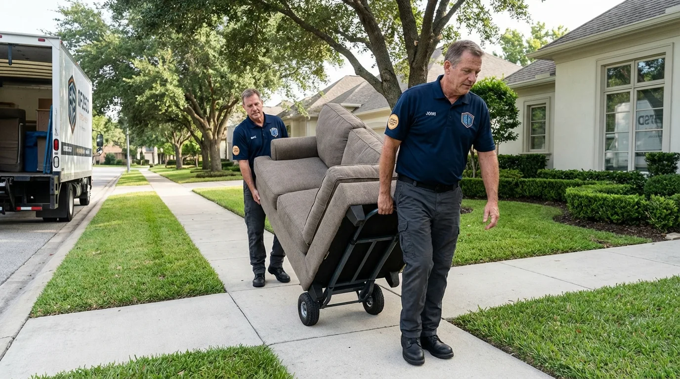 Local residential moving crew loading furniture in Grafton, ND